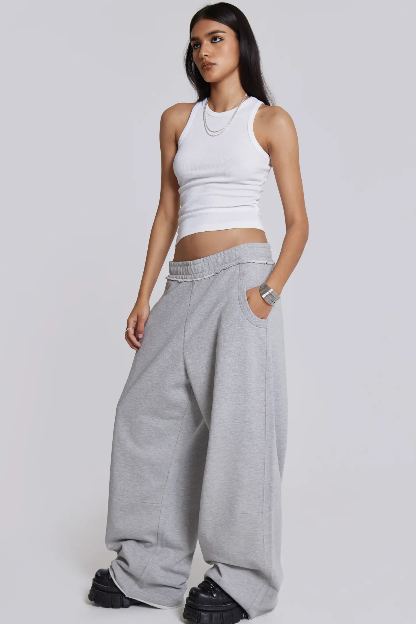 Grey Marl Baggy Monster Joggers-Jaded London Cheap