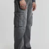 Grey Slub Denim Cargos-Jaded London Clearance