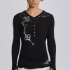 Ines Black Henley Top-Jaded London Cheap