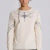 Ines Waffle White Long Sleeve Top-Jaded London Fashion