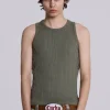 Khaki Hardware Rib Vest-Jaded London Fashion