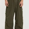 Khaki Parachute Cargo Pants-Jaded London Sale