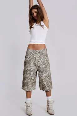 Leopard Fade Colossus Jorts-Jaded London Clearance