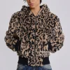 Leopard Faux Fur Hooded Jacket-Jaded London Cheap