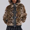 Leopard Faux Fur Hooded Mendoza Jacket-Jaded London Discount
