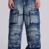 Light Wash Apex Denim Cargos-Jaded London Best