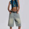 Light Wash Jumbo Jorts-Jaded London Store