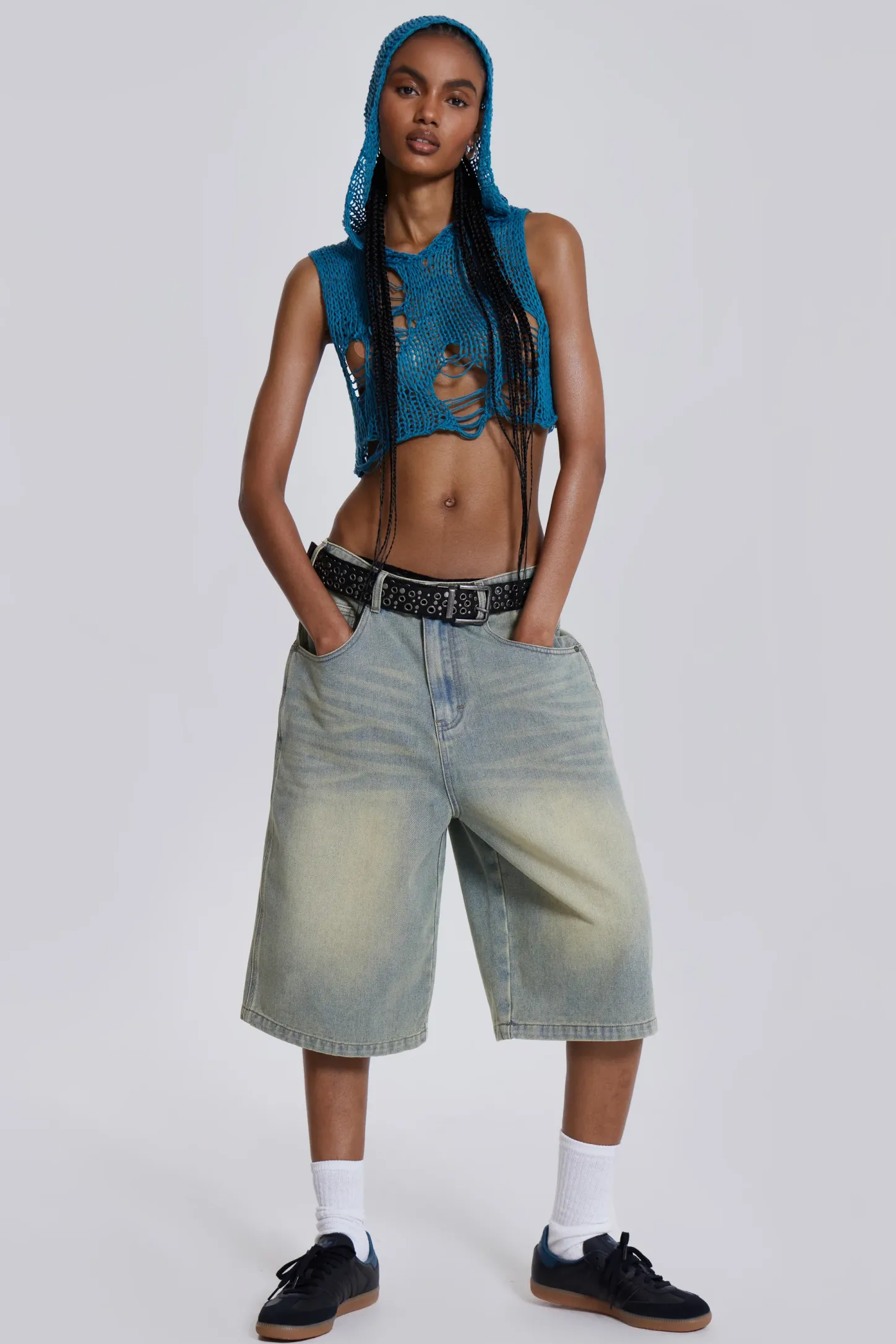 Light Wash Jumbo Jorts-Jaded London Store