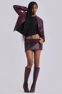 Lynx Faux Leather Mini Skirt-Jaded London Sale
