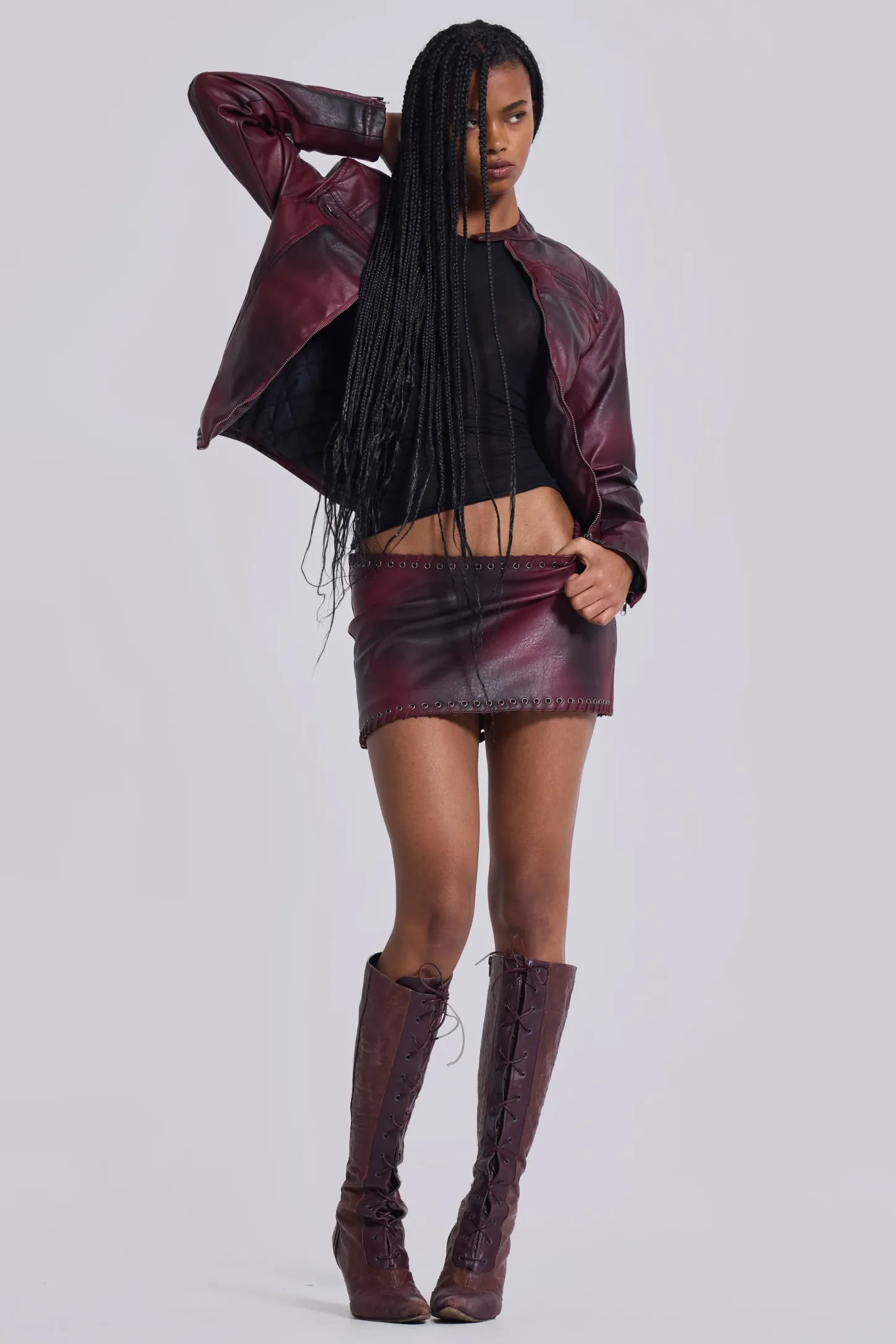 Lynx Faux Leather Mini Skirt-Jaded London Sale