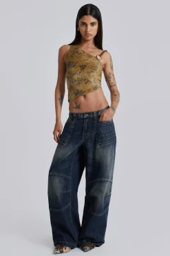 Mid Blue Crash Biker Colossus Jeans-Jaded London Cheap