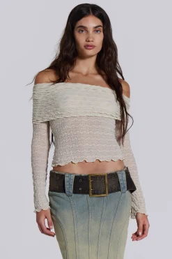 Nyra Long Sleeve Bardot Top-Jaded London Sale
