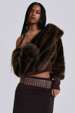 316 Off The Shoulder Fur Jumper-Jaded London Fashion