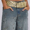 Osmium Studded Belt In Beige-Jaded London Discount