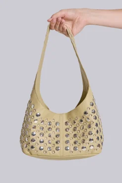Osmium Studded Leather Bag in Cream-Jaded London Cheap