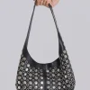 Osmium Studded Leather Bag in Black-Jaded London Clearance