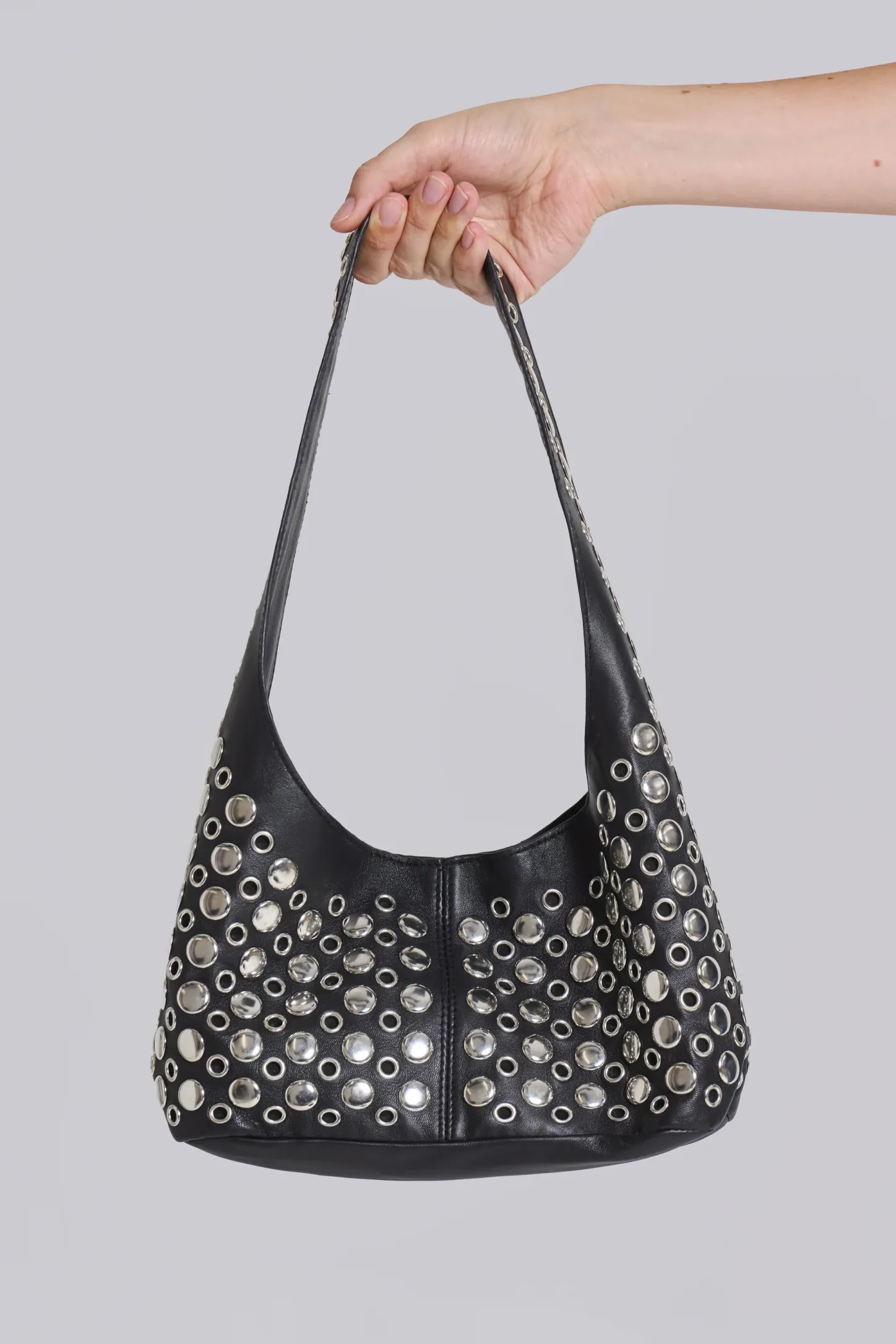 Osmium Studded Leather Bag in Black-Jaded London Clearance