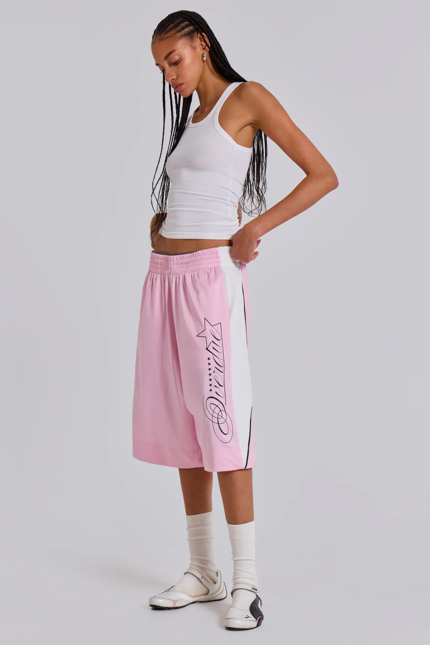 Pink Overdue Basketball Shorts-Jaded London Shop