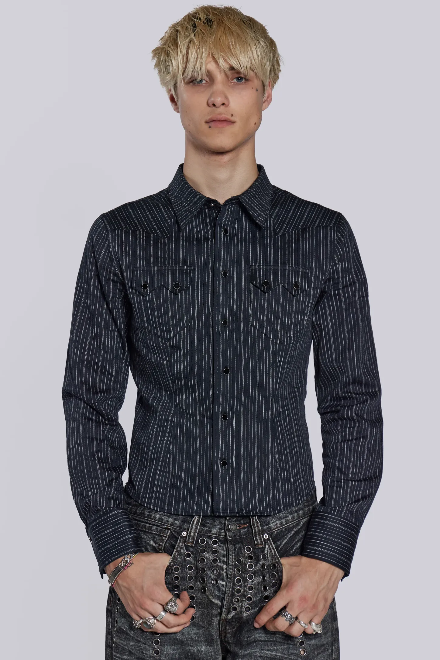 Pinstripe Bronco Shirt-Jaded London Online