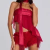 Regina Corset Top In Scarlet Red-Jaded London Fashion