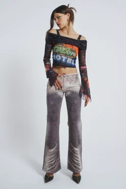 Ride a Cowboy Low Waist Flared Jeans-Jaded London Clearance
