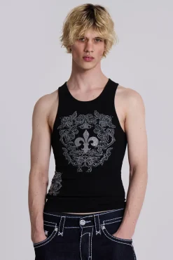 Rock Revival Black Fleur De Lis Vest-Jaded London New