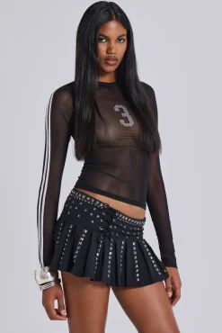 3’S A Crowd Diamante Mesh Top-Jaded London New