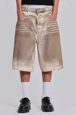Sand Oil Wash Colossus Jorts-Jaded London Best Sale