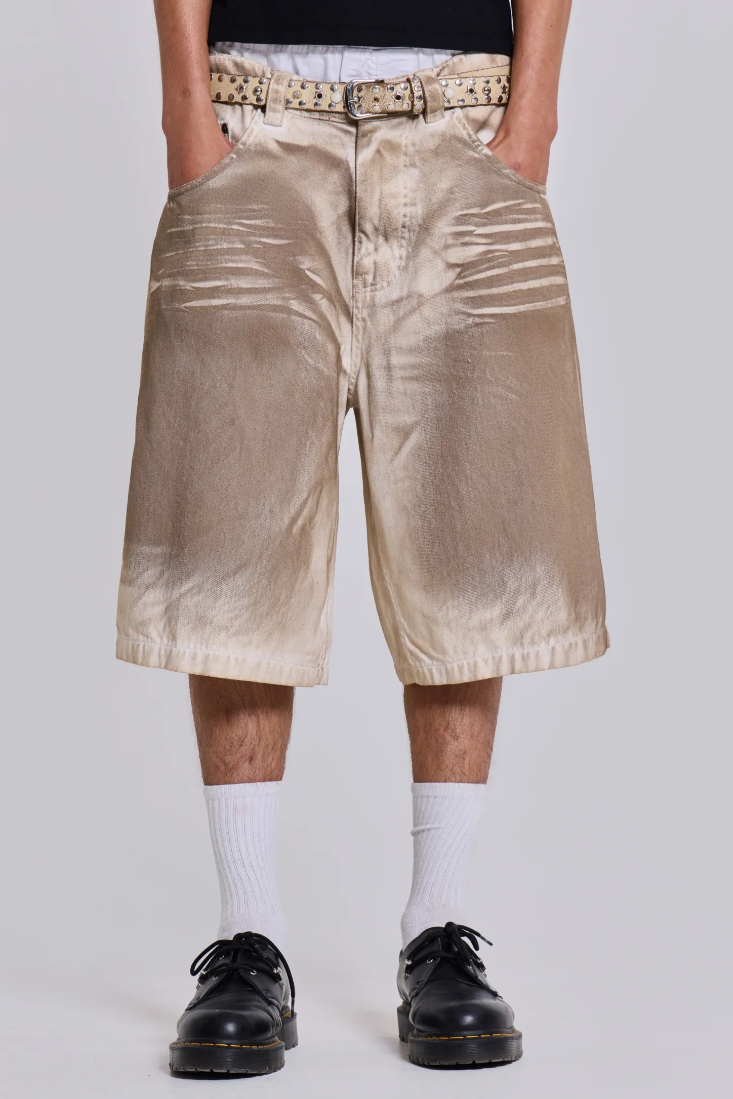 Sand Oil Wash Colossus Jorts-Jaded London Best Sale