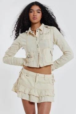 Santal Linen Cargo Mini Skirt-Jaded London Cheap