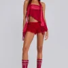 Scarlet Red Rhea Lace Bloomer Shorts-Jaded London Fashion