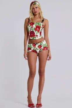 Scarlet Satin Mini Shorts-Jaded London Sale