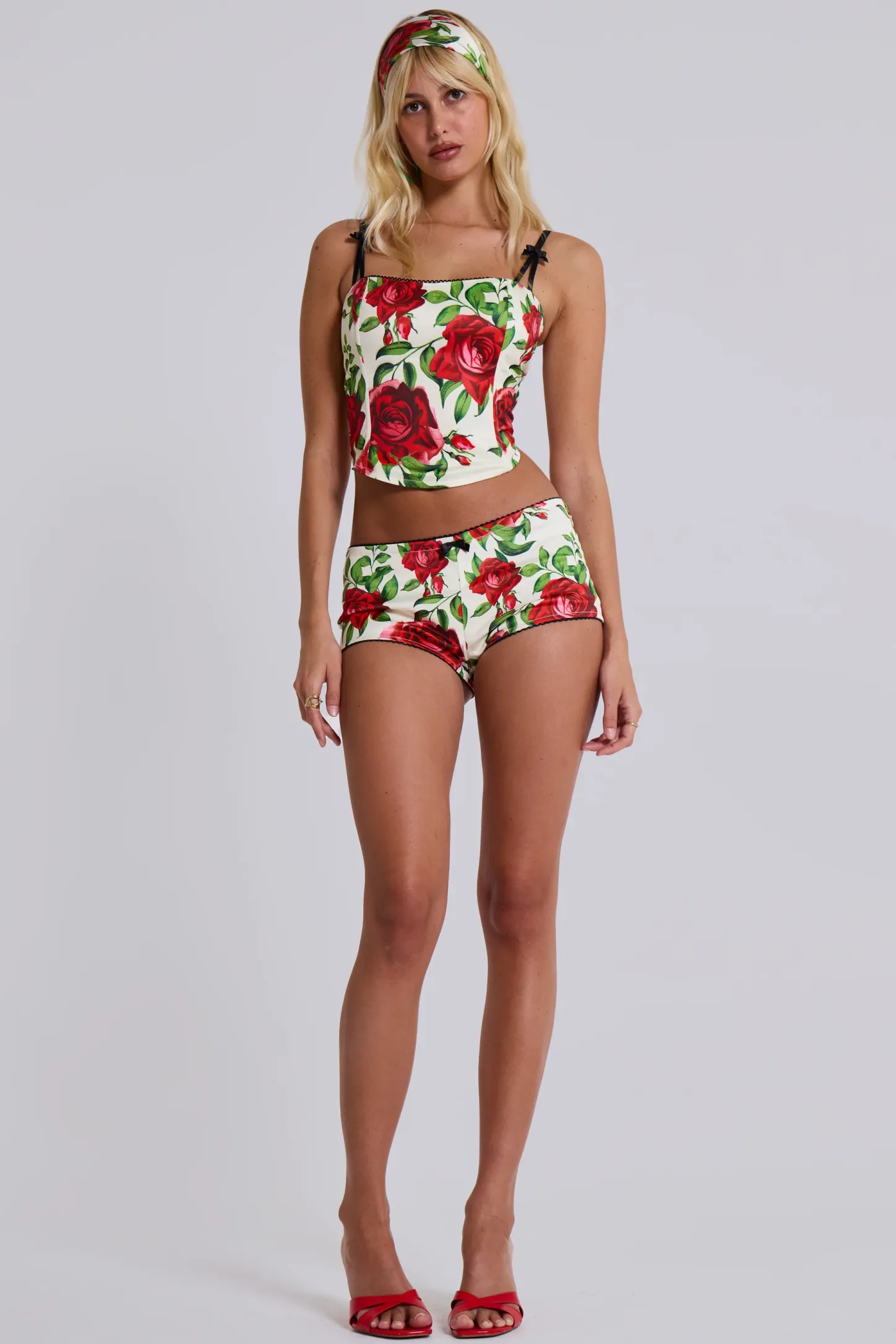 Scarlet Satin Mini Shorts-Jaded London Sale