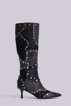 Shadow Studded Knee-High Boot-Jaded London Shop