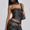 Shadow Studded Mini Skirt-Jaded London Fashion