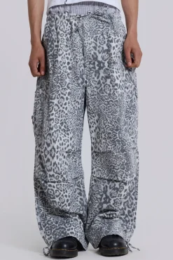 Snow Leopard Parachute Pants-Jaded London Outlet