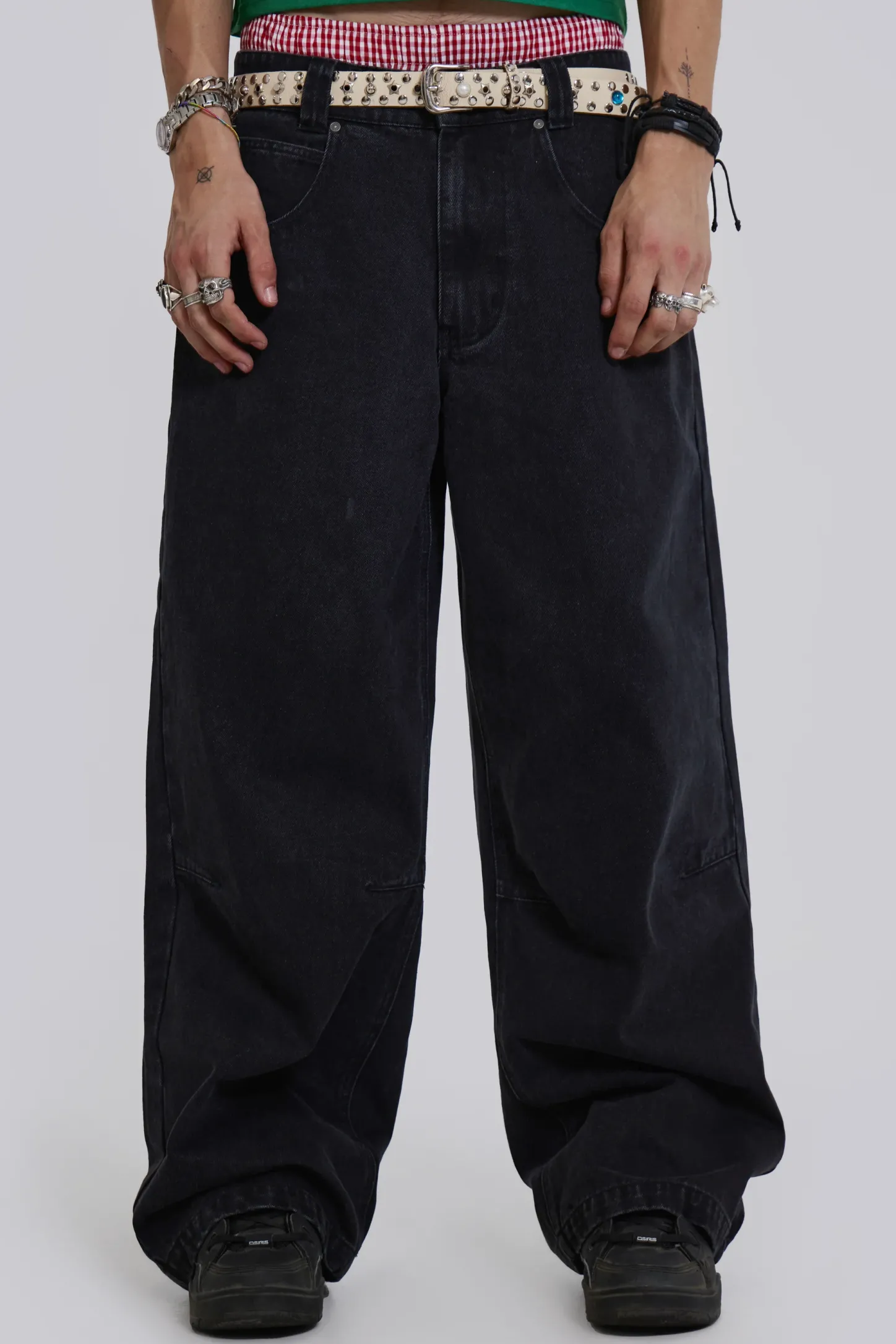 Solid Black Low Rise Colossus Jeans-Jaded London New