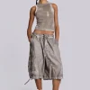 Stone Oil Wash Parachute Shorts-Jaded London Fashion