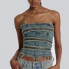 Sub-Rosa Denim Corset Top-Jaded London Best Sale