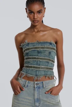 Sub-Rosa Denim Corset Top-Jaded London Best Sale