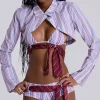 Suit & Tie Cropped Mini Shirt-Jaded London New