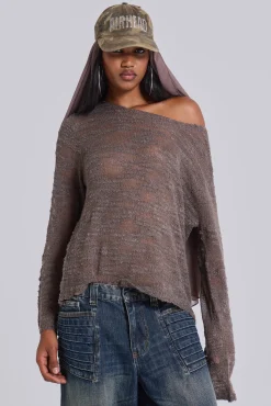 Taupe Stray Knit-Jaded London Cheap