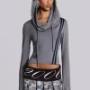 Trackstar Hooded Cowl Top-Jaded London Cheap