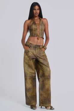 Vaca Faux Leather Colossus Trousers-Jaded London Sale