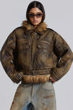 Vaca Faux Leather Jacket-Jaded London Cheap