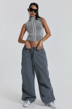 Vintage Grey Parachute Cargo Pants-Jaded London Fashion