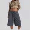 Vintage Grey Parachute Cargo Shorts-Jaded London Shop
