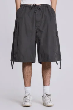 Vintage Grey Parachute Cargo Shorts-Jaded London Best