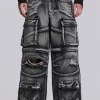 Washed Black Apex Denim Cargos-Jaded London Discount