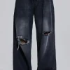 Washed Black Busted Colossus Baggy Jeans-Jaded London Cheap
